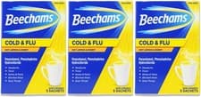 Image of Beechams Cold & Flu Hot Lemon & Honey Sachets 5 Pack X 3