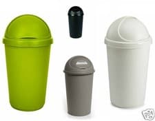 Image of Plastic Bullet Bin 50 / 30 Litre Rubbish Waste Bins Kitchen Dustbin Flap Lid New