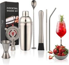 Image of Cocktail Shaker Set 304 Stainless Steel 8-Piece Bartender Tool Party Drink Mixer
