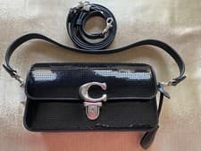 Image of NWOT COACH Studio Baguette Black Sequin Shoulder Crossbody MSRP $425