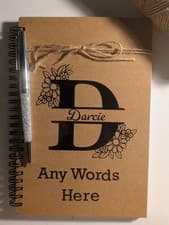 Image of Personalised Name Initial sketchbook, Journal, Notebook A5 Plain Sheets Gift