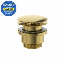 Image of Basin Waste Sink Push Button Pop Up Bathroom Slotted Unslotted Plug Brass