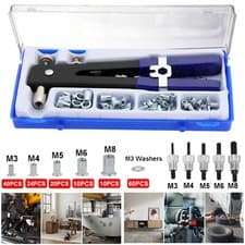 Image of 170X Threaded Nut Riveter Gun Set M3-M8 Insert Tool Riveter Rivnut Nutsert Kit