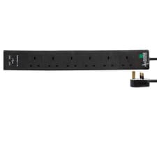 Image of Pro Elec 6 Gang 5m Black Surge Extension Lead with USB Ports