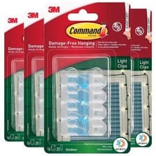 Image of 4 x Command Outdoor Garden Decorating Clear Light 16 Clips Damage Free Total 64