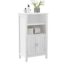 Image of Bathroom Cabinet Storage Shelf Wooden Drawer Cupboard Free Standing Unit White