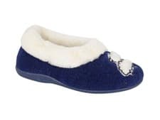 Image of Sleepers memory foam faux fur cuff sheep slippers Style 856 Colour Navy uk 5 New
