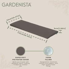 Image of Dark Grey 4-Seater Garden Bench Seat Pad for Outdoor Patio Bench Cushion