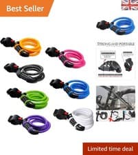 Image of Multipurpose 1.2m Coiling Cable Lock - High Security 5-Digit Combination, Blue