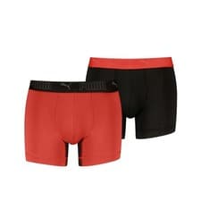 Image of Puma Sports Microfiber 2 Pack Boxers - Red Fire / Black