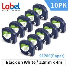 Image of 10X Replace DYMO LetraTag Refills 91200 91330 White Paper Label Tape 12mm 4m