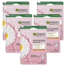 Image of Garnier Skin Active Moisture Bomb Sheet Mask Hyaluronic Acid + Chamomile -5 PACK