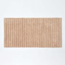 Image of Cotton Ribbed Spa Style Beige Bath Mat Cotton Ultra Absorbent, Washable at Home