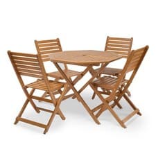Image of Outdoor Dining Table & Chairs Set, Acacia Wood Garden Dining Set, Vonhaus