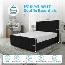 Image of OTTOMAN BED FRAME NEW PANEL WING PLUSH VELVET UPHOLSTERED DOUBLE & KING SIZE