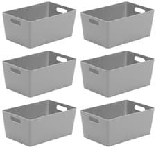 Image of 6x Wham Studio 4.02 Rectangular Plastic Storage Container Handle Basket - Grey