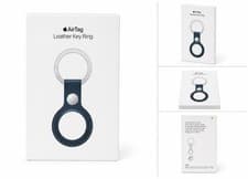 Image of Genuine Apple AirTag Leather Key Ring BALTIC BLUE - New & Sealed