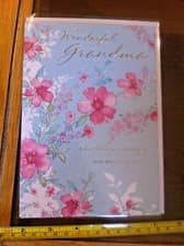Image of Card For A Wonderful Grandma Floral Pretty Card & Envelope New