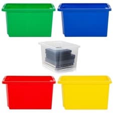 Image of Wham Plastic Storage Box No Lids Home Office School Stackable Container Bulk Buy