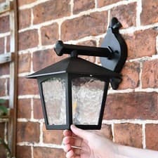 Image of Traditional Top Fix Victorian Outdoor Wall Lantern in Black - 31cm