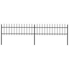 Image of Garden Fence with Spear Top Steel 3.4x0.6 m Black vidaXL