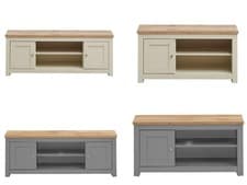 Image of Oak TV Unit Modern Cabinet Stand Entertainment Open Shelf