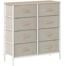 Image of HOMCOM 8 Drawer Fabric Chest of Drawers w/ Wooden Top for Hallway Maple