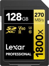 Image of Lexar SDXC Professional 128GB 1800X UHS-II GOLD Series, Class 10, U3, V60, for 4