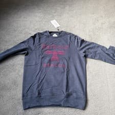 Image of Barbour Beacon men's logo sweatshirt crew neck Size Small navy cotton New Tagged