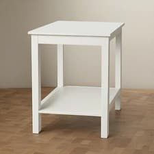 Image of Small 2 Tier White Matt Finish Side Table with Shelf Bedroom Coffee End Table