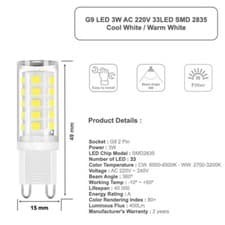 Image of G9 LED 3W 5W Light Bulb COOL, WARM WHITE Replacement For Halogen Capsule Bulbs