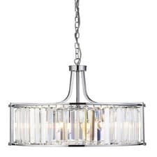 Image of 5 Lights Chrome Finish Ceiling Fitting Pendant Light With Clear Crystal Glass