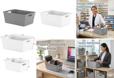 Image of PLASTIC STORAGE BASKETS OFFICE KITCHEN BATHROOM DESK TOP ORGANIZER STUDIO BASKET