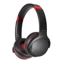Image of Audio-Technica ATH-S220BT Bluetooth Wireless Headphones Fast Charge Black Red