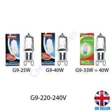 Image of G9 Halogen Bulbs Capsule Lamps Light 25W 33W 40W Warm White 240v Eveready UK