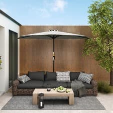 Image of 2.7m Half Round Parasol Umbrella Balcony Sun Shade Metal Polyester