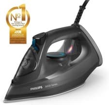Image of New Philips Steam Iron Series 3000 Black 2600W 40g/min 200g Boost Smooth Gliding