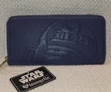 Image of Loungefly Heart Logo Star Wars R2D2 Embossed Large Zip Around Wallet NWT