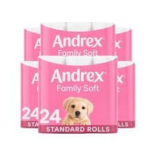 Image of Andrex Toilet Roll Family Soft Fragrance-Free 2 Ply Toilet Paper, 144 Rolls