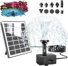 Image of Solar Powered Water Fountain with 10 DIY Nozzles & 9.84ft Power Cord Outdoor