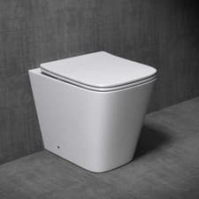 Image of Bathroom Toilet Pan Back To Wall Rimless Flush WC + Soft Close Seat 410mm Hight