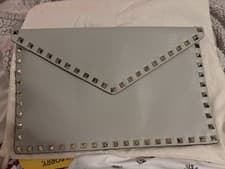 Image of Valentino Garavani Rockstud Clutch Bag Grey
