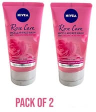 Image of Pack of 2 Nivea Rose Care Micellar Face Wash 150ml With ORGANIC ROSE WATER