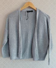 Image of Size 8 M&S Ladies Balero Cardigan In A Beautiful Shimmer Ice Blue