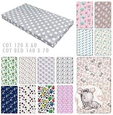 Image of Baby fitted sheet for Cot 120 x 60 Cot Bed 140 x 70 100% Cotton patterned