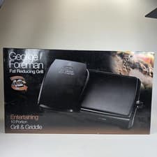 Image of George Foreman 10 Portion Large Family Health Grill and Griddle Non-Stick New 