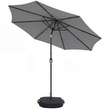 Image of Outsunny 2.7 m Garden Parasol Umbrella with Cross Base, Sandbag, Light Grey