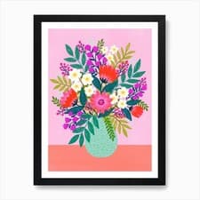 Image of August Bouquet Art Print Framed Wall Art Poster Canvas Print Picture