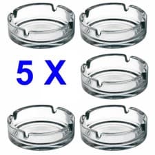 Image of Clear Round Glass Ashtray Cigarette Smoking Ash Tray Stackable Home Pub Garden