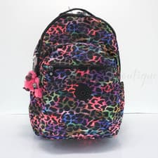 Image of Kipling Seoul Backpack Laptop Travel Bag KI0451 Polyester Rainbow Jungle NWT 134